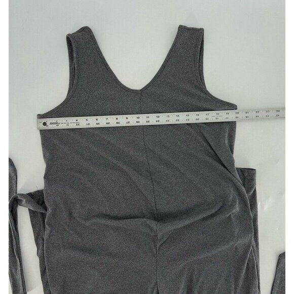 Mama Bella Women’s Maternity Gray Rib Knit Jumpsuit Size 36 Stretch Belted - Picture 6 of 10